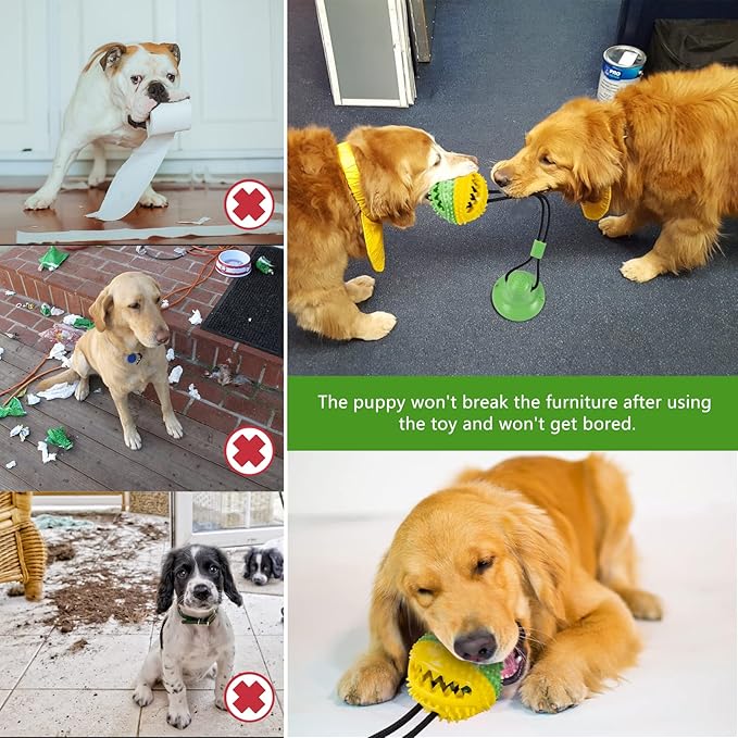 Askhald Dog Toys, Dog Chew Toys for Aggressive chewers, Puppy Training Treats Teething Rope Toys for Boredom, Puzzle Treat Food Dispensing Ball for Puppies Teething Small Dogs (Green)