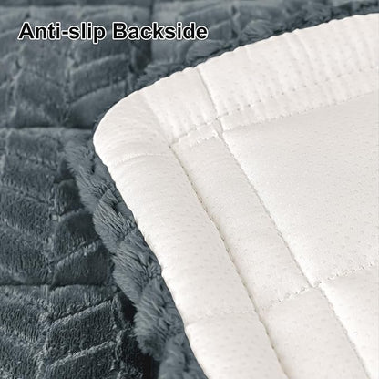 Smiry Non Slip Couch Covers for Dogs, Fuzzy Pet Couch Covers for 2 Cushion Sofa Pet Friendly, Soft Sofa Loveseat Slipcovers Cushion Furniture Protector Washable (Dark Grey, 27.6" x 47")