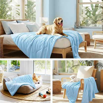 Luciphia Premium Cooling Dog Blanket Washable Q-MAX>0.5 Small Medium Large Pet Mat Puppy Cat Self-Cooling Soft Breathable Calming Throw for Sofa Crate Bed (Light Blue,40x60 inches)