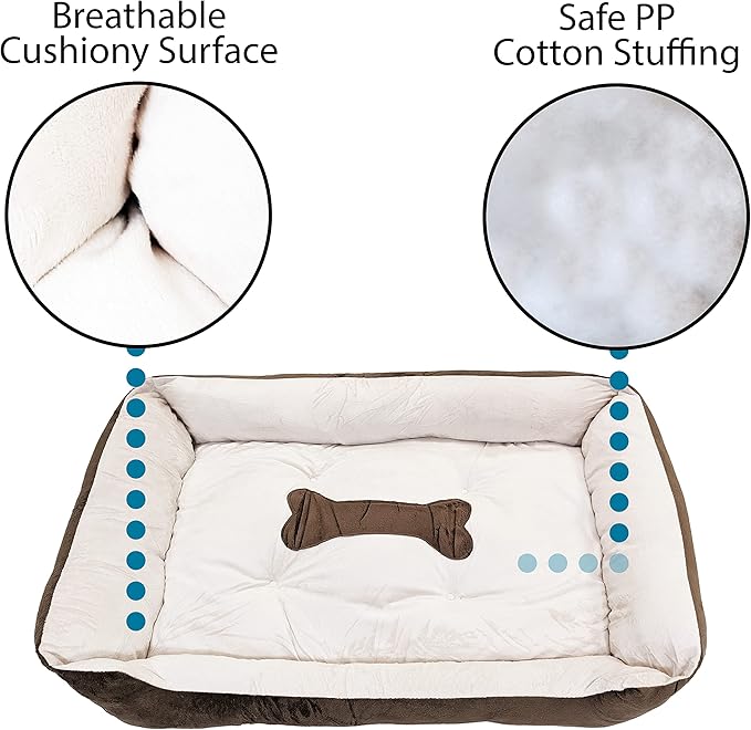 SciencePurchase Large 31" × 24" Luxury Pet Bed for Dogs or Cats - Super Soft, Machine Washable with Waterproof Non-Slip Underside, Low Wall for Easy Entering & Exiting, Folds for Travel & Storage