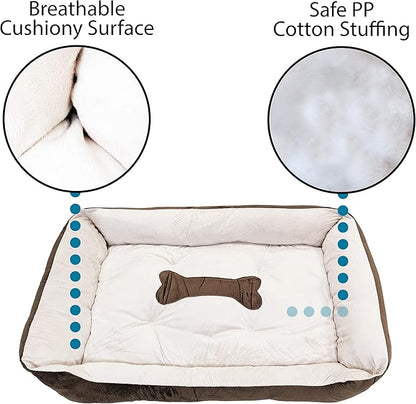 SciencePurchase Large 31" × 24" Luxury Pet Bed for Dogs or Cats - Super Soft, Machine Washable with Waterproof Non-Slip Underside, Low Wall for Easy Entering & Exiting, Folds for Travel & Storage