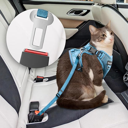 Cat Harness and Leash for Walking, The Upgrade Can be Adjusted in Four Directions and Breathable Cat Harness for Anti Escape that can be Fitted and Positioned, Reflective Strips Harness, Blue, L