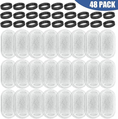 Cat Water Fountain Filters Replacement, 24 Pcs Pet Water Fountain Filter with 24 Pcs Foam Sponges for 67oz/2L & 108oz/3.2L Stainless Steel Pet Cat Water Fountain Dispenser Filters