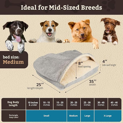 Snoozer Pet Products Luxury Rectangle Cozy Cave Dog Bed with Microsuede, Showdog Collection, Medium, Palmer Dove