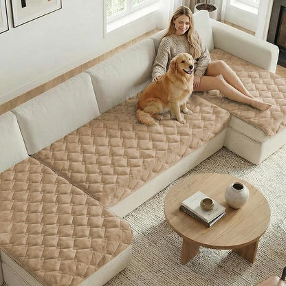 H.VERSAILTEX Chenille Couch Cover for Dogs Washable Soft Fuzzy Chair Covers Armchair Sectional Sofa Cover Thick Pet Couch Cover Protector Non-Slip Dog Bed Cover(Khaki, 28" x 34")
