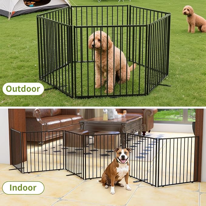 Foldable Metal Dog Playpen, Indoor Outdoor Puppy Exercise Pen, 8 Panels 19.7" Height