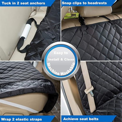 VIEWPETS Bench Car Seat Cover Protector - Waterproof, Heavy-Duty and Nonslip Pet Car Seat Cover for Dogs with Universal Size Fits for Vehicles, Trucks & SUVs(Black)