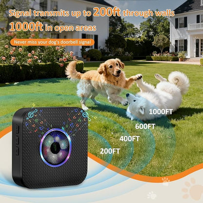 Ownpets Smart Dog Door Bell, Wireless Dog Doorbell for Potty Training & Housebreaking, Dog Bell to Go Outside, 1000Ft Range Waterproof Touch Button, 55 Melodies, Ideal for Puppies & All Dog Breeds