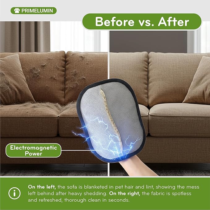 Pet Hair Remover Glove for Dogs & Cats – Newly Upgraded 2026 Version, Electrostatic Reusable Fur Remover Mitt for Couch, Carpet, Furniture, Car Seats & Clothes