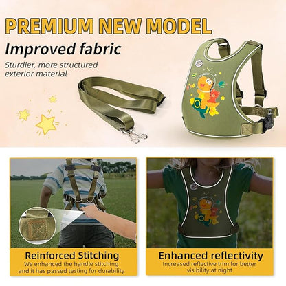 Safety Walking Harness for Big Kids 6-12, Anti-Elopement Vest Harness for Autism Special Needs ADHD, Reflective Leash with Handle for Autistic, Active Children, Adjustable Tether for Travel and Crowds