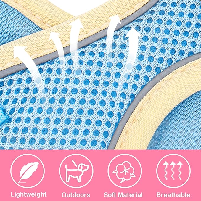 Coppthinktu Dog Harness with Leash Set for Small Sized Dogs Cats, No Pull Dog Harness Soft Mesh Cat Puppy Harness, Adjustable Reflective Step-in Pet Vest Harnesses for Outdoor Walking Training