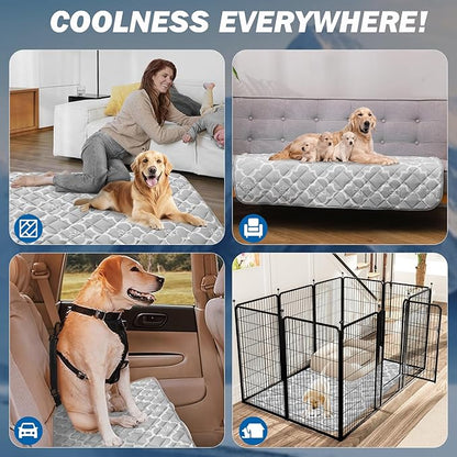 EXPAWLORER Dog Cooling Mat-28.3''*47.2'' Upgraded Extra Large Cooling Pad for Dog Dogs Cats Pets in Summer Keep Cool,Washable,Non-Slip Blanket for Grate Sofa Bed Outdoor(Gray)