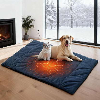 Vagascape Dog Heating Pad (31"x20") - Waterproof Electric Heated Mat & Pet Bed for Indoor and Outdoor Use, Chew Resistant Cord, Machine Washable Cover with Wheat Pattern Quilting, for Cats and Pets