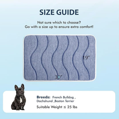 MICROCOSMOS 0.8" Thick Cooling Dog Foam Pad & Summer Pet Sleeping Mat, Machine Washable, Materials Safe, Portable Flat Pet Bed for Dogs.(Navy Blue, 30" x 19")