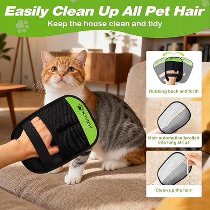 NSVNSV 2PCS Pet Hair Remover Gloves, Versatile Grooming Gloves for Washing, Pet Gadgets, Magic Brush Pet Hair Removal Tool, Deshedding, Grooming, Ease of Cleaning, Green