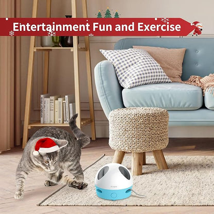 PETGEEK Hidey Mouse Electronic Interactive Cat Toy, Hide Mouse Cat Toy with Squeaky Mouse, Automatic Cat Toys with Catnip Filled Hidey Mouse, Cat Toys Interactive for Indoor Cats Play (Blue)