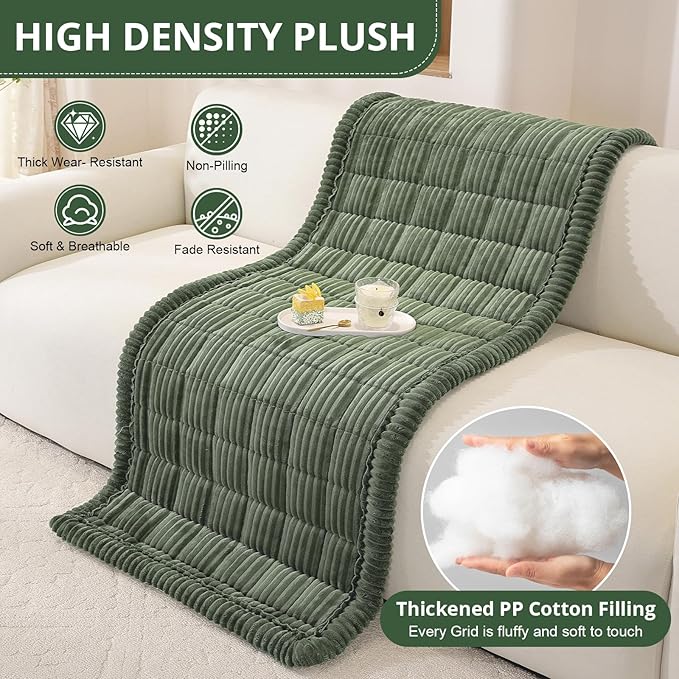 OstepDecor Washable Couch Cover for Dogs, Thick Pet Friendly Sofa Covers, Soft Couch Protector, Paw Cart Sofa Slipcovers, Cushion Protector for Leather, Sectional, Loveseat (35.4" x 70.9", Green)