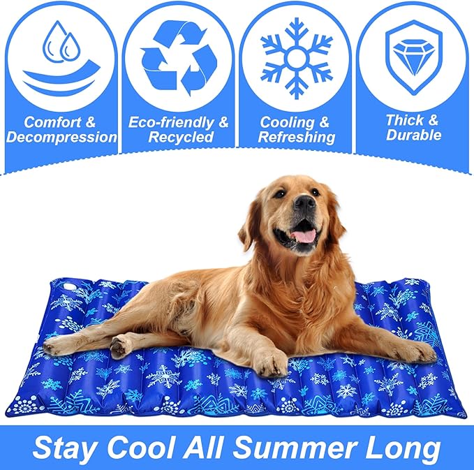 Dog Cooling Mat, 47.5" x 23.5" Cooling Mat for Dogs and Cats, Suitable for All Types of Pets, Durable Cooler Fabric for Better Cool Sensation, Keeping Pets Cool in Summer Heat (Snowflake)