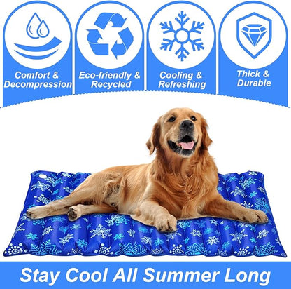 Dog Cooling Mat, 47.5" x 23.5" Cooling Mat for Dogs and Cats, Suitable for All Types of Pets, Durable Cooler Fabric for Better Cool Sensation, Keeping Pets Cool in Summer Heat (Snowflake)
