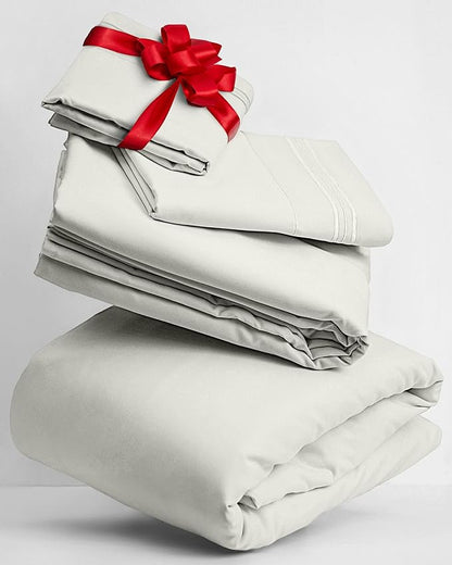 Mellanni Twin XL Sheets Set - 3 PC Iconic Collection Bedding - Hotel Luxury, Extra Soft, Cooling Bed Sheets - Wrinkle, Fade, Stain Resistant (Twin Extra Long, Ivory)