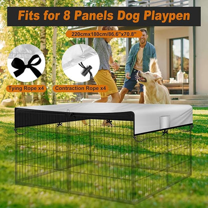 LYHNMW Dog Playpen Cover, 600D Oxford Fabric Dog Pen Canopy with Sun and Rain Protection, Specialized Fits for 24/32/40/45/50" Panels Playpen(Only Cover)