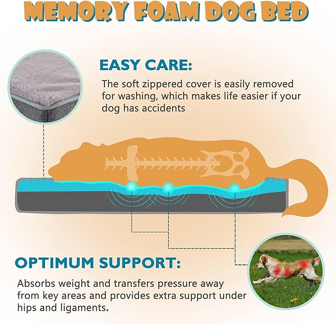 WATANIYA PET Medium Dog Beds for Medium Dogs, Memory Foam Dog Bed, Orthopedic Small Dog Bed with Washable Cover & Waterproof Liner, Plush Puppy Bed with Anti-Slip Bottom (29’’x 18’’)