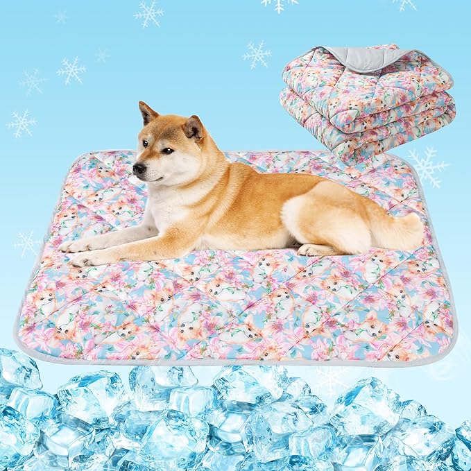 Dog Cooling Mat, Cat Self Cool Ice Pads,Lightweight Pet Cooling Pad Blanket Bed Cover,Puppies Summer Cool Tech Fabric,Washable Dog Sleeping Mat for Home & Outdoor,Keep Cool for Pets