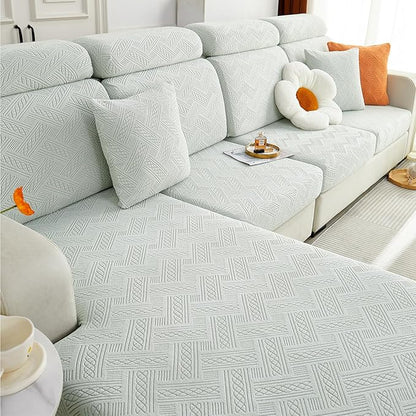 hyha Couch Cushion Covers, Stretch Sofa Seat Cushion Slipcover, Sectional Couch Covers L Shape with Elastic Bottom for Sectional Sofa(Chaise, Light Grey)