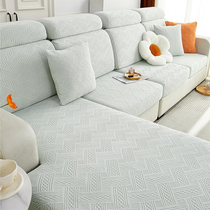 hyha Individual Couch Cushion Covers, Stretch Magic Sofa Seat Cushion Covers Washable, Dog Couch Sofa Slipcover for Pets, Kid with Elastic Bottom(3PC, Light Grey)