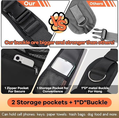 YUDODO Pet Sling Carrier for 5-9 lbs Small Dogs & Cats – Hands-Free Puppy Carrier with Safety Hook, Large Zipper Pocket, Soft Breathable Mesh, Adjustable Strap & Reflective Strip (Black 3.0 M)