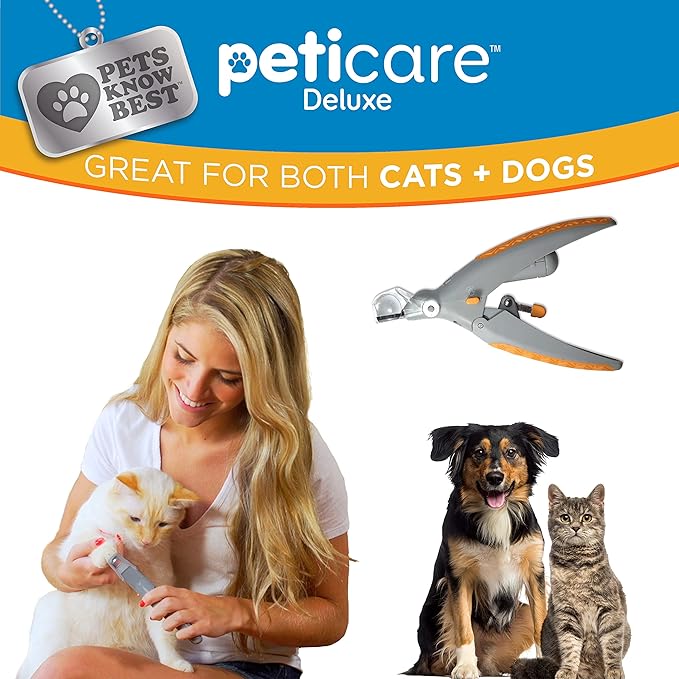 PetiCare Illuminated Dog & Cat Nail Clipper with LED Light & 5X Magnification for Safe, Precise Trimming | Pet Nail Cutter for Small & Large Breeds | Easy-to-Use Grooming Tool for Pets