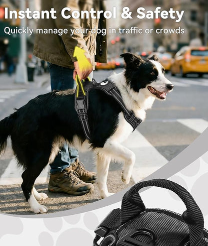 Joytale No Pull Dog Harness Medium Sized Dog, Reflective Pet Vest with Front Clip, Adjustable Soft Padded Harnesses with Easy Control Handle for Training and Walking, Black, M