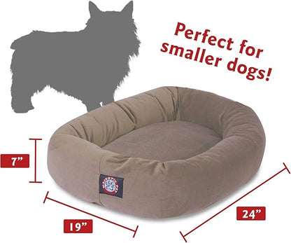 Majestic Pet 24 Inch Suede Calming Dog Bed Washable – Cozy Soft Round Dog Bed with Spine Support for Dogs to Rest Their Head - Fluffy Donut Dog Bed 24x19x7 (Inch) - Round Pet Bed Small – Stone
