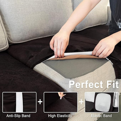 ANARACHON Leather Look Couch Cushion Covers Sofa Seat Slipcovers Sets Couches Furniture Protector for Sectional Armchair Loveseat Pets Kids Stretch Spandex Fabric (1 Cushion Loveseat, Chocolate)