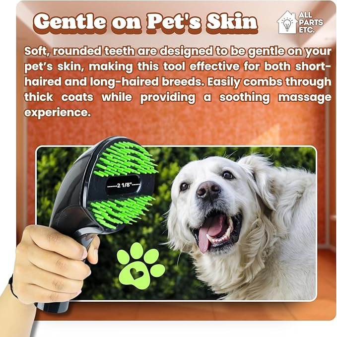 Vacuum Pet Hair Attachment, 1.25” Brush for Dog Deshedding, Pet Grooming & Massage Tool, Compatible with Shop-Vac, Hoover, Shark, Miele, Bissell and More – 2 Adapters 1-3/8" & 1-1/2"