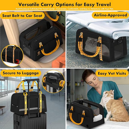 PAWZIDEA Center Console Dog Car Seat, Enclosed Small Dog Armrest Booster Carseat, Secure Straps &Anti Slip, Portable TSA Approved Puppy Pet Carrier Soft-Sided, Removable Pillow Storage Pocket, up 12lb