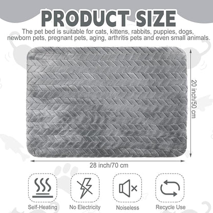 Drydiet 4 Pack Self Warming Cat Bed Mat Self Heating Pad for Dog Extra Warm Winter Pet Pad Washable Thermal Pads Mats for Pets Indoor Outdoor(Gray,20 x 28 Inch)