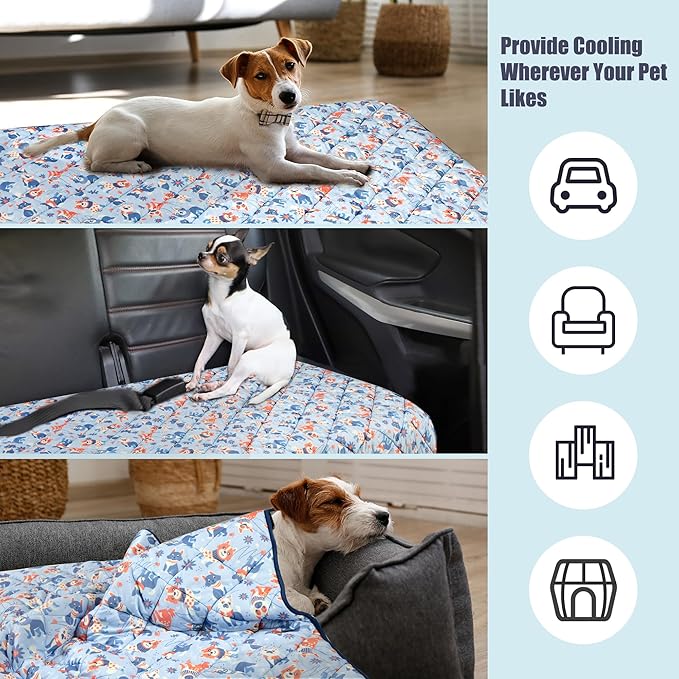 Tuiskusa Premium Cooling Blanket for Dogs Pet Cooling Pads Washable Pet Cool Mat for Cats Hot Weather Puppy Lightweight Throw Calming Pad(60x80 inches)