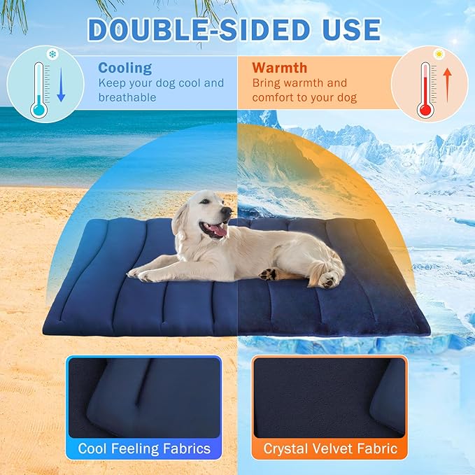 SCENEREAL Dog Cooling Mat for Crate, Thicken Self-Cooling Dog Pad Reversible (Cool & Warm), 36"x23" Pet Cool Bed for M Large XL Dogs,Kennel Sofa Mats Machine Washable, Durable Non-Toxic Gel, Outdoor