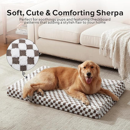 JOEJOY Dog Bed for Medium Dogs, Large Orthopedic Dog Bed with Removable Washable Cover, Cute Modern Plush & Memory Egg Crate Foam Dog Bed, 30 x 20 inch, Cofffee