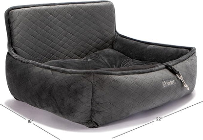 NANDOG Dog Car Seat in Charcoal Gray - Ultra Soft Plush Fabric for - Secure & Modern Design - Perfect for Small/Medium Dogs