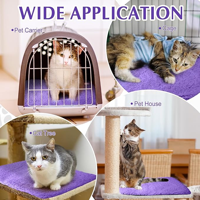 Drydiet 4 Pack Self Warming Cat Pads Self Heating Cat Mat Washable Homeless Dogs Thermal Pads Kennel Pad Reflects Body Heat Warm Crate Bed Mat for Indoor Outdoor Pet(Purple,16 x 20 Inch)