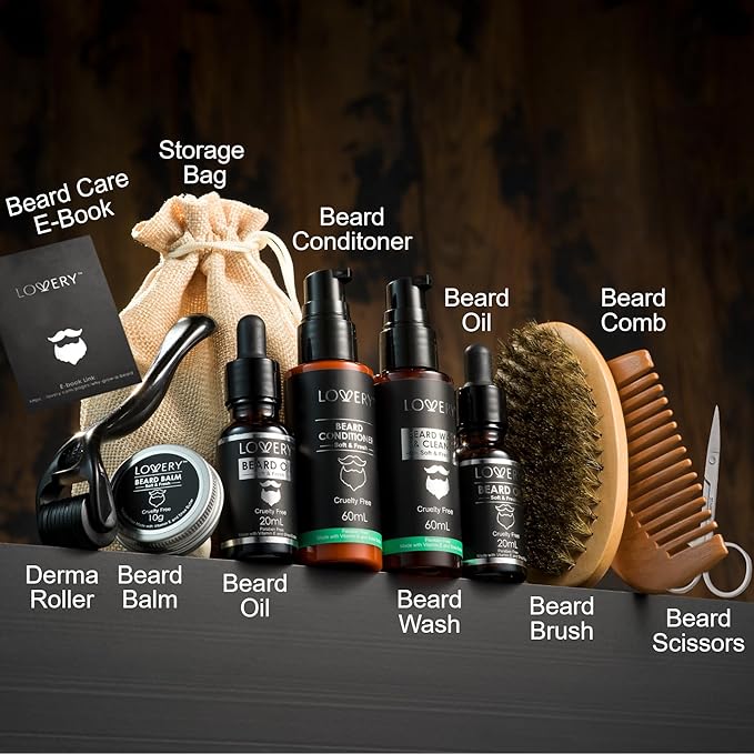 Gifts for Men Beard Grooming Kit, Holiday Gift Beard Kit Set with Beard Oil, Balm, Wash, Brush, Comb & More, Mens Gifts for Him, Dad, Birthday, Boyfriend, Husband, Man