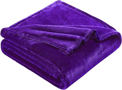 DREAMNINE Super Soft Fuzzy Fleece Throw Blanket for Couch Sofa 50" x 60",Decorative Solid Lightweight Velvet Blanket for Chair, Cozy Accent Shaggy Micro Plush Flannel Blankets for Bedroom Dorm, Purple
