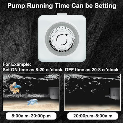 Fountain Water Pump 400GPH with Indoor Mechanical Timer Ultra Quiet 8.2ft High Lift for Fountains, Hydroponics, Ponds, Aquariums & More……