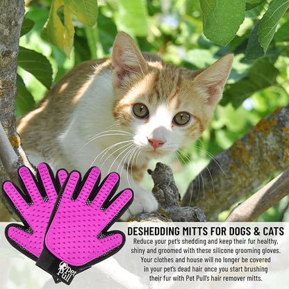 Pet Grooming Gloves with 259 Silicone Tips - Pet Hair Removal Tool Gentle Shedding Dog Washing Gloves - Deshedding Brush Hair Remover Mitts for Dogs & Cats for Long and Short Hair (Pink)