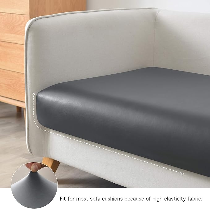 Yates Home PU Leather Couch Sofa Cushion Slipcover Water-Proof Elastic Chair RV Seat Covers Loveseat Sofa Furniture Protector Slip Cover for Settee Seater Replacement Living Room（2 Pieces, Gray）