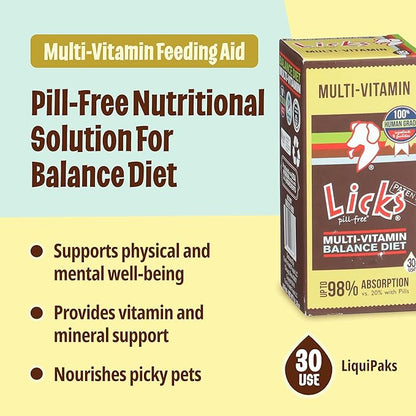 Licks Pill Free Dog Multivitamin - Dog Supplement with Vitamin C, D, and Calcium - Multivitamin Pet Supplies - Gel Packets - 30 Use