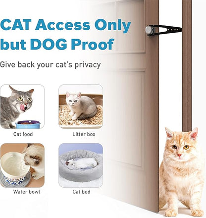 Neobay Cat Door Latch with Stabilizer, 7 Sizes Adjustable Cat Door Holder Latch, Keeps Dog Out of Litter Box, No-Drill Alternative to Pet Gates & Interior Cat Door, Black, 2 Packs