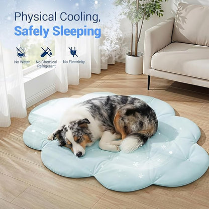 Dog Cooling Mat, 53'' × 40'' Large, Self-Cooling Mat for Dog, (Cool & Warm) Double-Sided Pet Cool Pads for Crate, Kennel, Machine Washable Summer Blanket, Cat Cool Bed, Non-Gel, Sky Blue